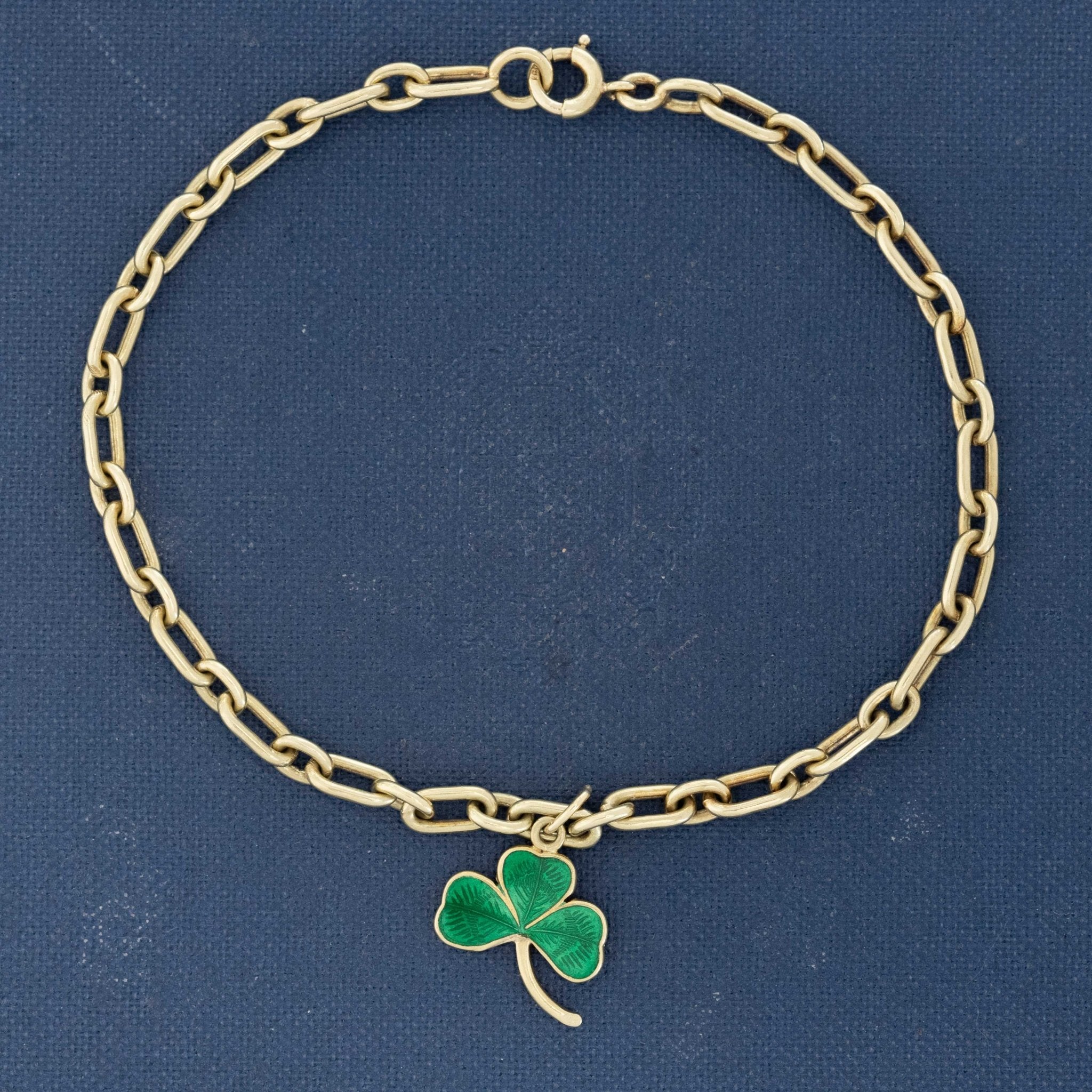 Vintage 3 Leaf Clover Enamel Charm Bracelet