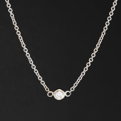 Vintage three diamond station necklace in platinum