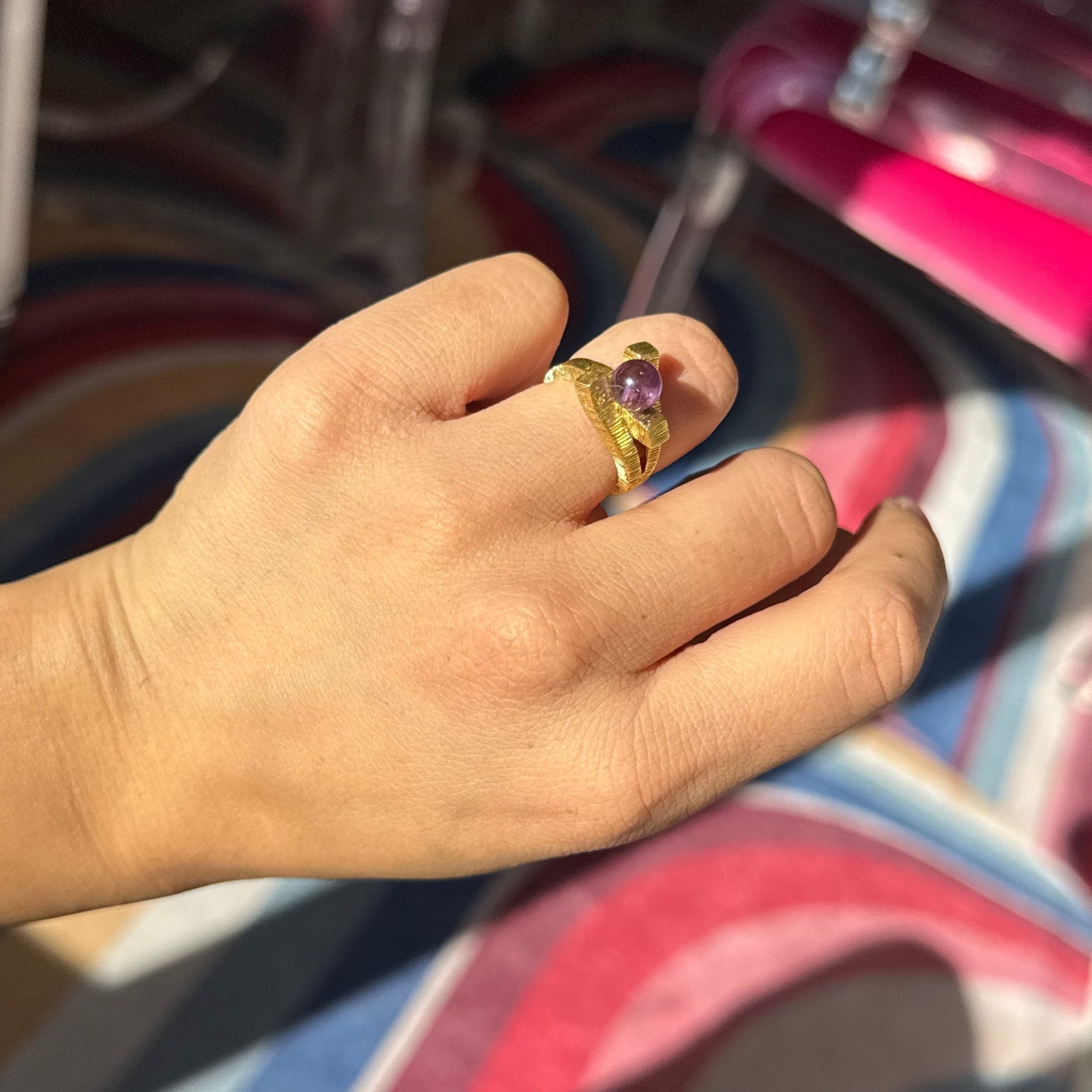 Vintage Amethyst Cross-Over Ring