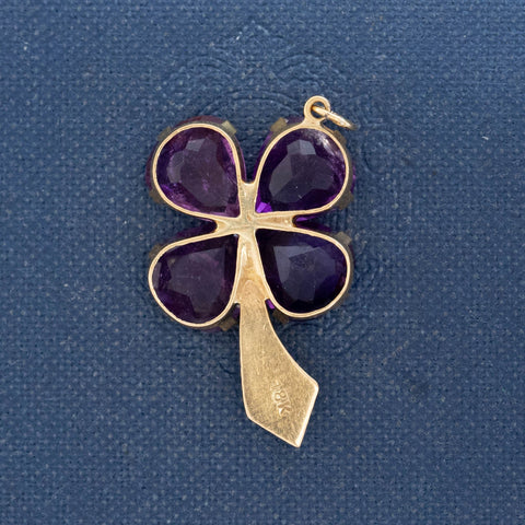 Vintage Amethyst Four Leaf Clover Pendant/Charm