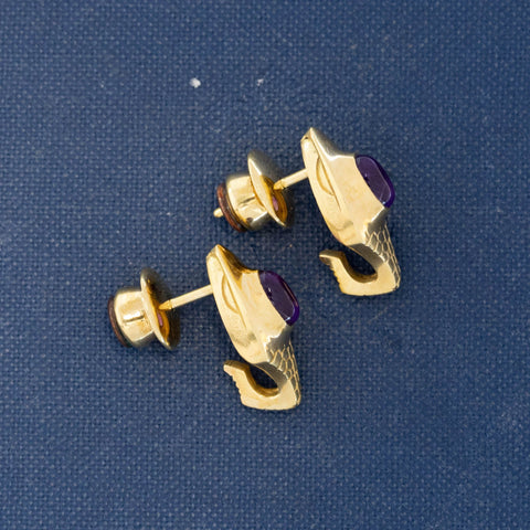 Vintage Amethyst Serpent Earrings