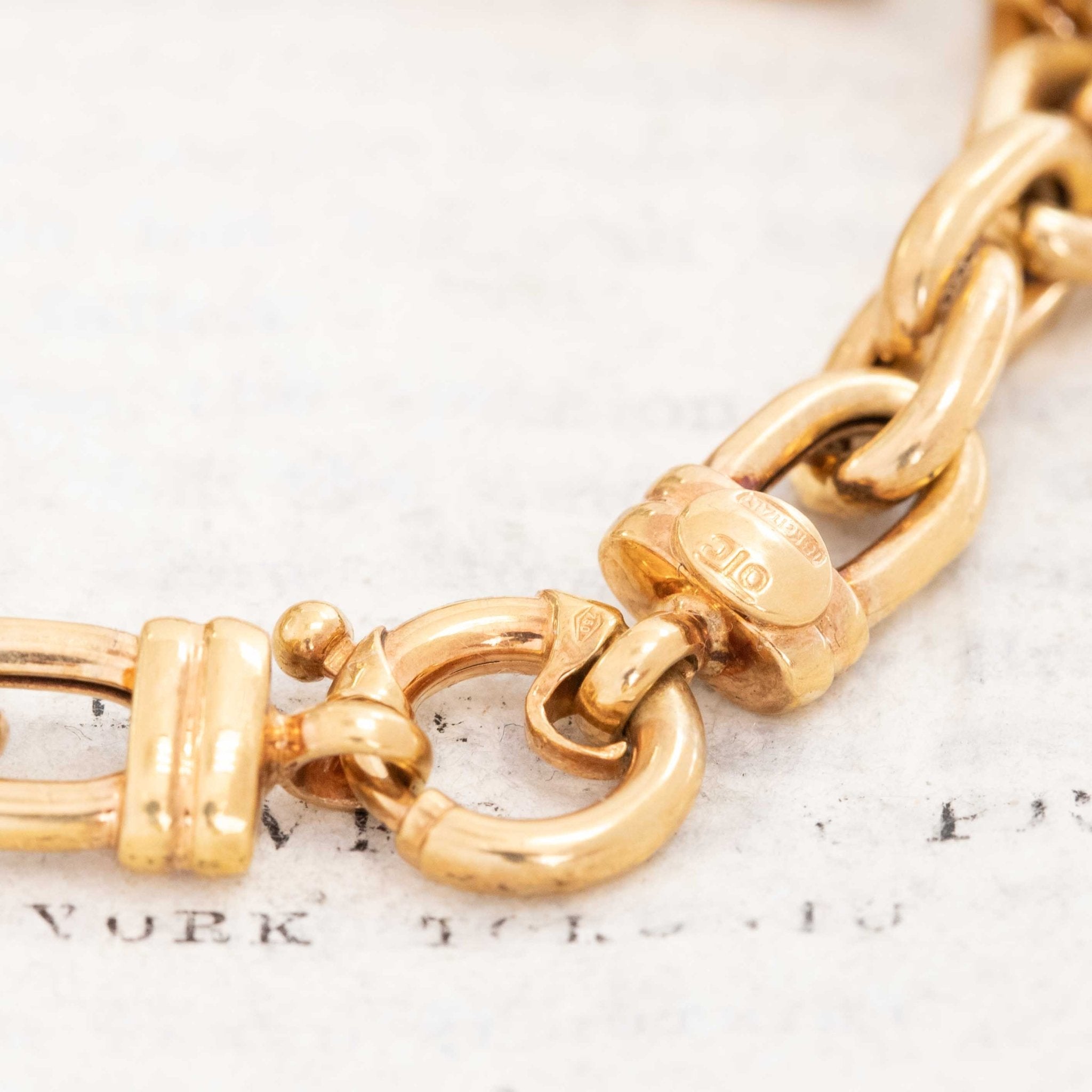 Vintage gold link bracelet featuring AMORE letters