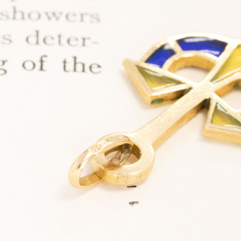 Vintage Anchor Plique-a-Jour Enamel Pendant, Italian