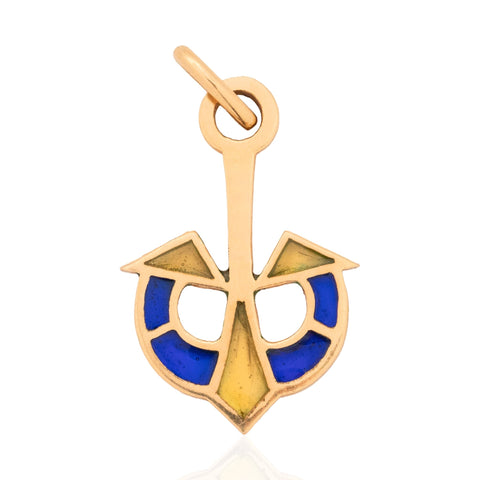 Vintage Anchor Plique-a-Jour Pendant, Italian