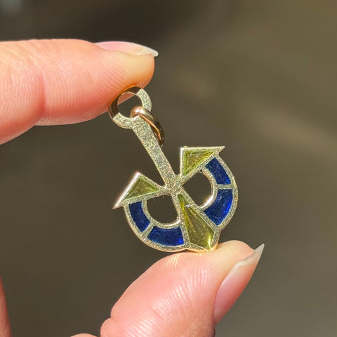 Vintage Anchor Plique-a-Jour Pendant, Italian