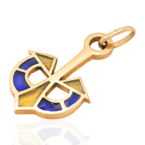 Vintage Anchor Plique-a-Jour Pendant, Italian