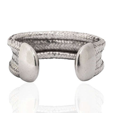 Vintage Angela Cummings sterling silver woven herringbone cuff bracelet – alternate view 3