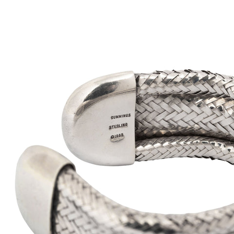 Vintage Angela Cummings sterling silver woven herringbone cuff bracelet – alternate view 6