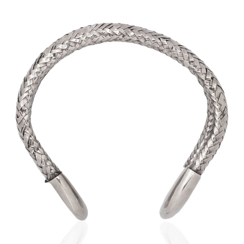 Vintage Angela Cummings sterling silver woven herringbone cuff bracelet – alternate view 7