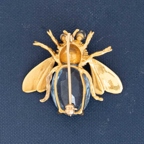 Vintage Aquamarine & Diamond Bee Brooch