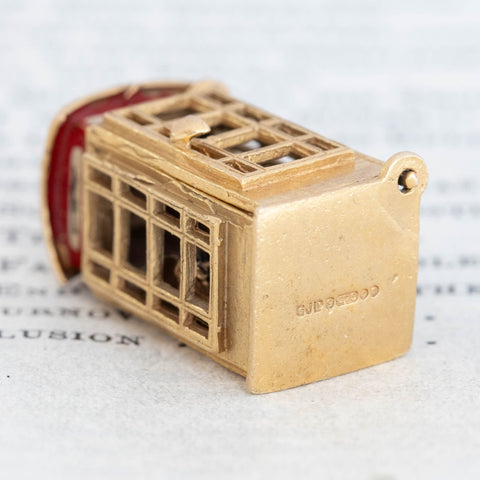 Vintage Articulating Phone Booth Charm, English