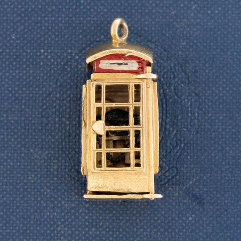 Vintage Articulating Phone Booth Charm, English
