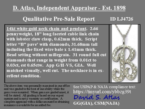 Vintage B Letter Diamond Pendant