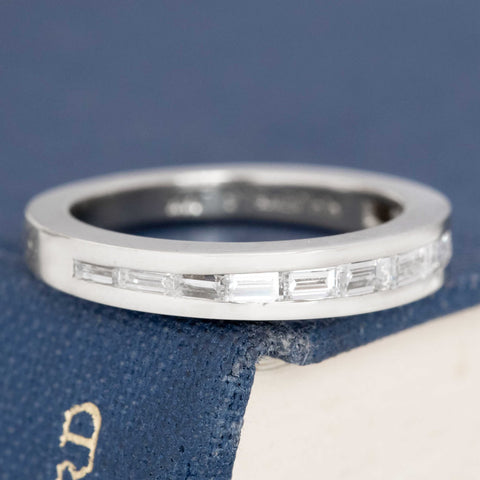 Vintage Baguette Cut Diamond Half Eternity Band