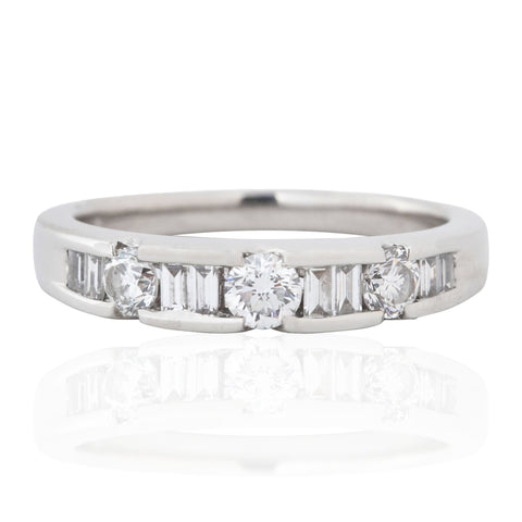 Vintage Baguette & Round Cut Diamond Band