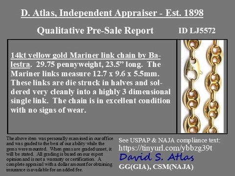 Vintage Balestra 14K yellow gold jumbo mariner link chain necklace, 23 inch – alternate view 4