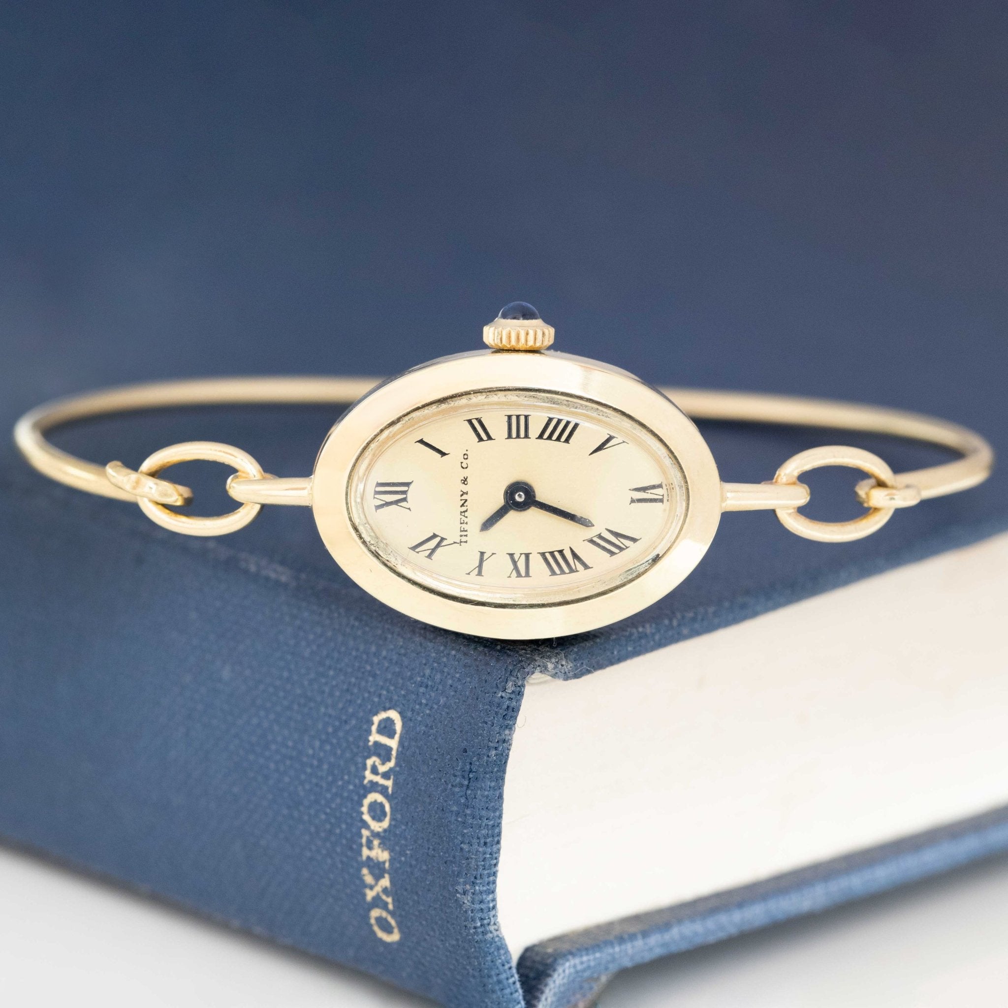 Vintage Tiffany &; Co. gold bracelet watch with oval dial
