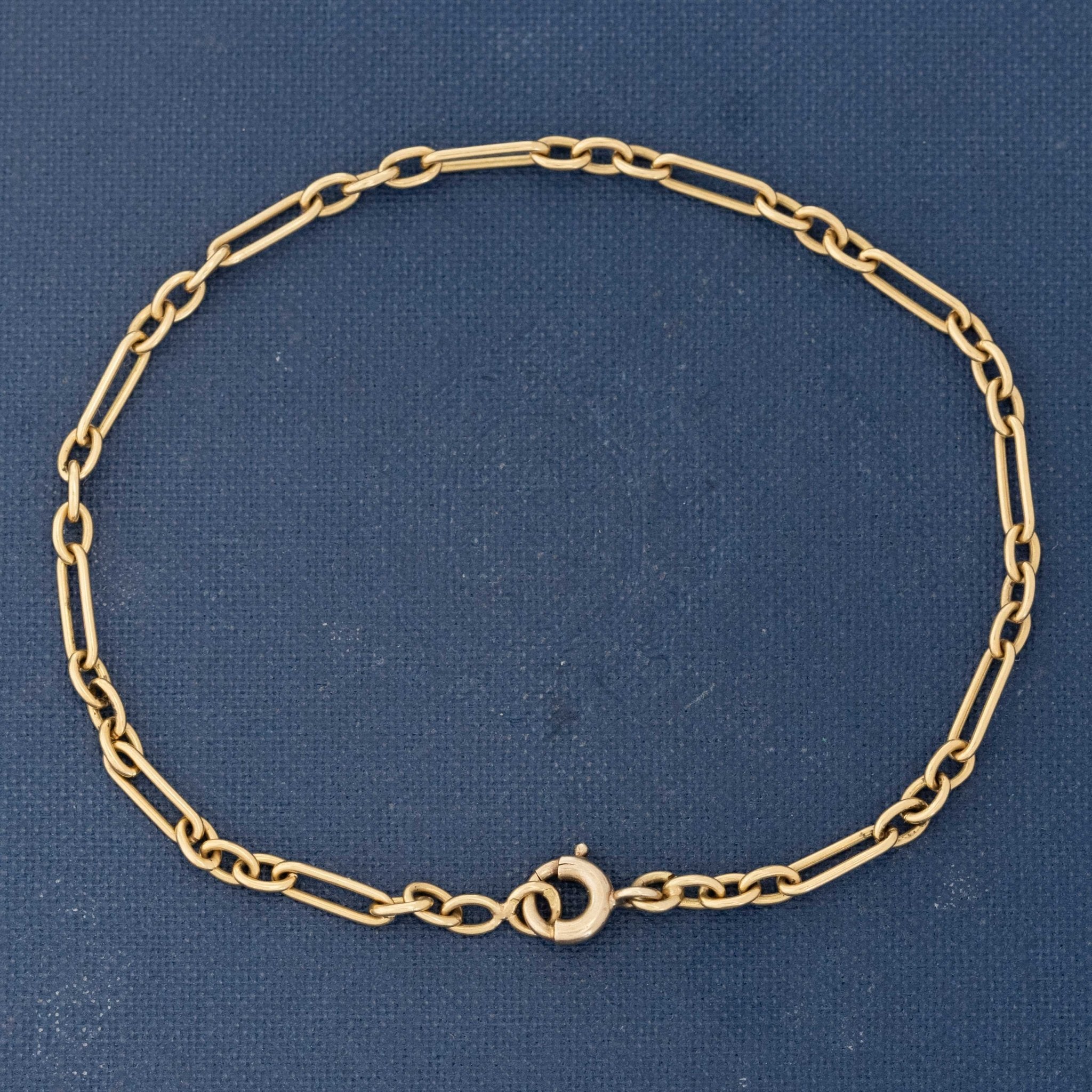 Vintage Bar Link Chain Bracelet, French