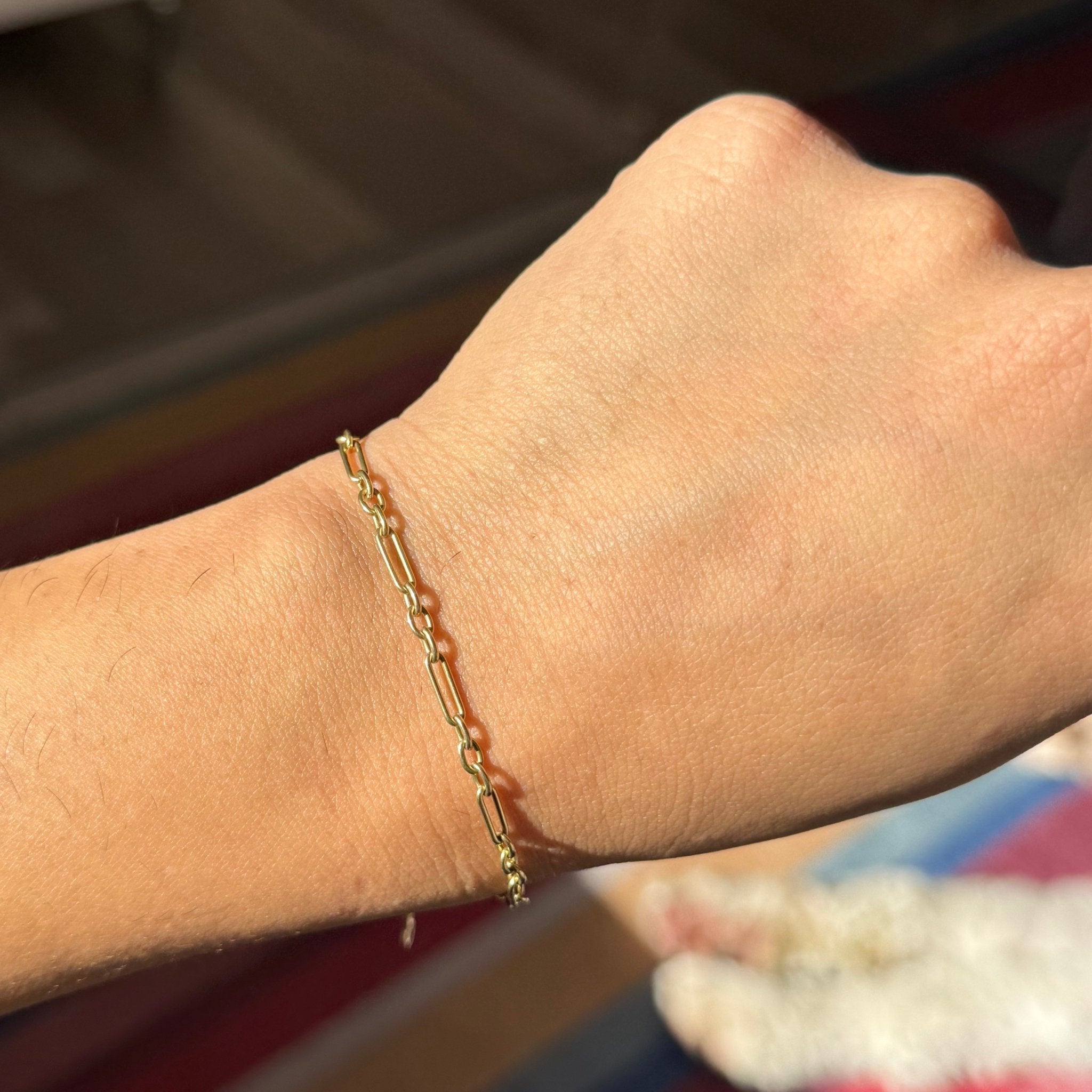 Vintage Bar Link Chain Bracelet, French