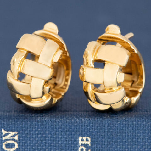 Vintage Basket Weave Hoop Huggies, by Tiffany & Co.