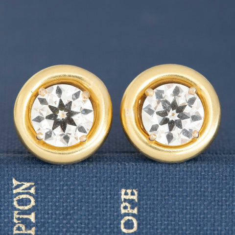 Vintage bezel earring jackets in 18kt yellow gold – alternate view 2