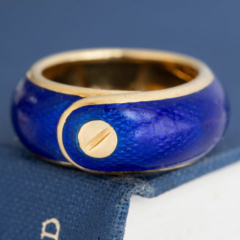 Vintage Blue Enamel Buckle Band, By Van Cleef & Arpels