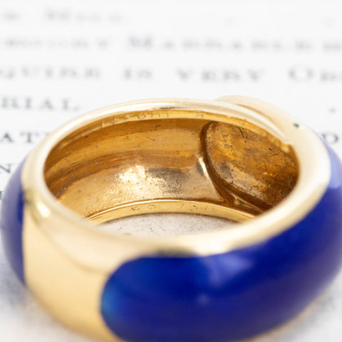 Vintage 1960s Van Cleef & Arpels blue enamel buckle band in 18kt yellow gold – alternate view 7