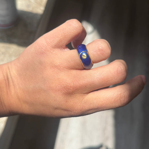 Vintage Blue Enamel Buckle Band, By Van Cleef & Arpels