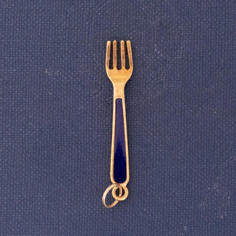 Vintage Blue Enamel Fork Charm