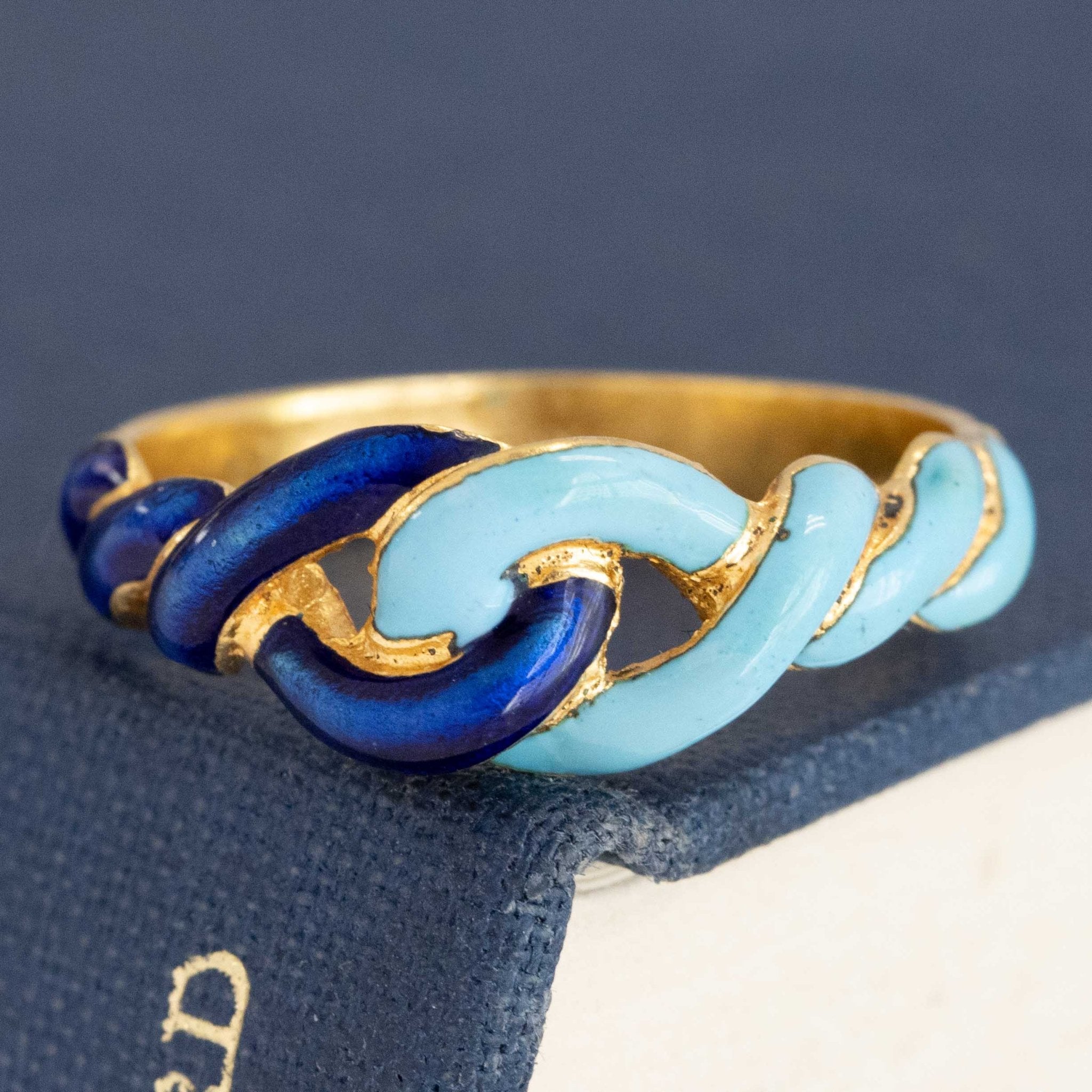 Vintage Blue Enamel Twist Band, Italian