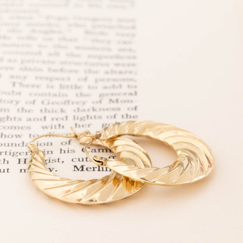 Vintage Bold Twist Hoop Earrings