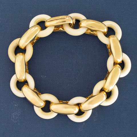 RARE Vintage Bone & Gold Convertible Bracelet/Necklace by Tiffany & Co.