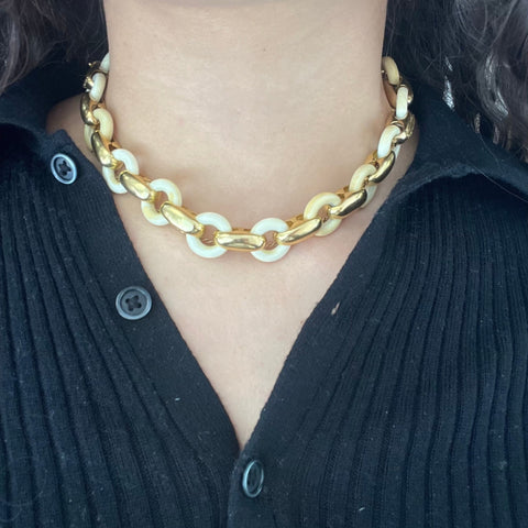RARE Vintage Bone & Gold Convertible Bracelet/Necklace by Tiffany & Co.