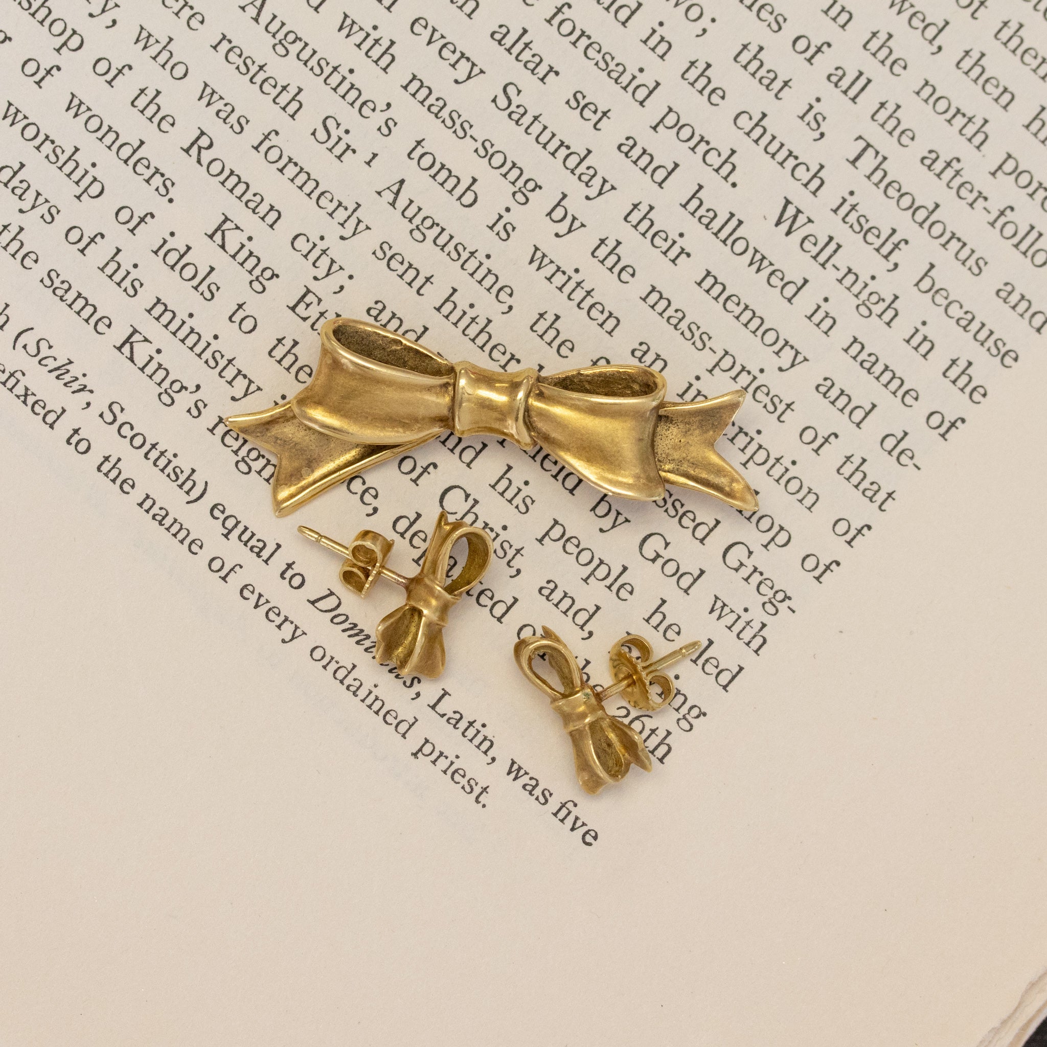 Vintage Bow Pin & Earring Set by Angela Cummings