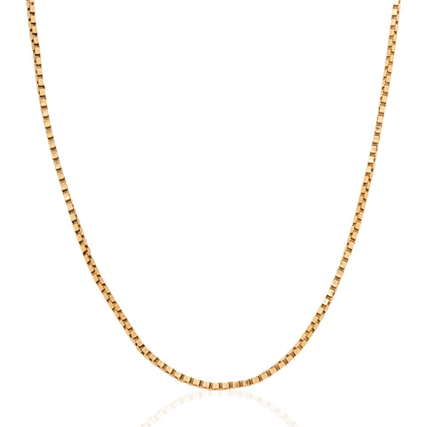 Vintage box link long chain in 14kt yellow gold, 26 inches, 1mm wide