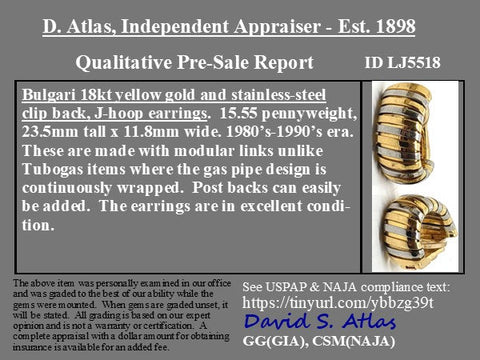 Vintage Bvlgari Tubogas steel and 18K gold clip-on earrings – alternate view 5