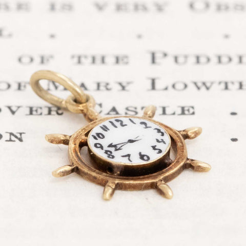 Vintage Captains Wheel Motif Clock Charm