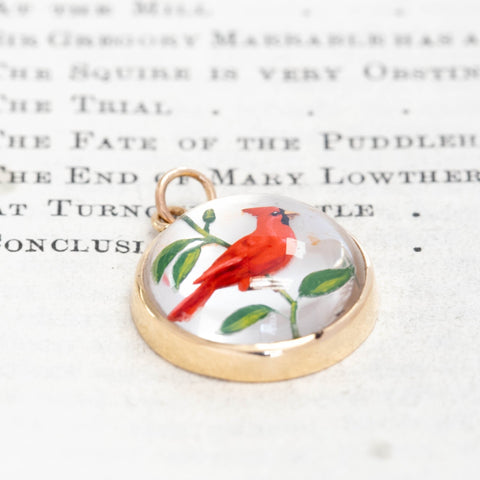 Antique Cardinal Crystal Charm/Pendant