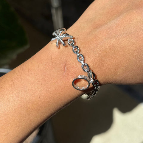 Vintage Cartier 18K white gold diamond charm bracelet with double C, Love and I Love You charms – alternate view 6