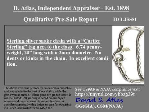 Vintage Cartier silver snake chain necklace, 20 inch – alternate view 4