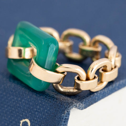 Vintage Chrysoprase Chain Ring, by Cartier