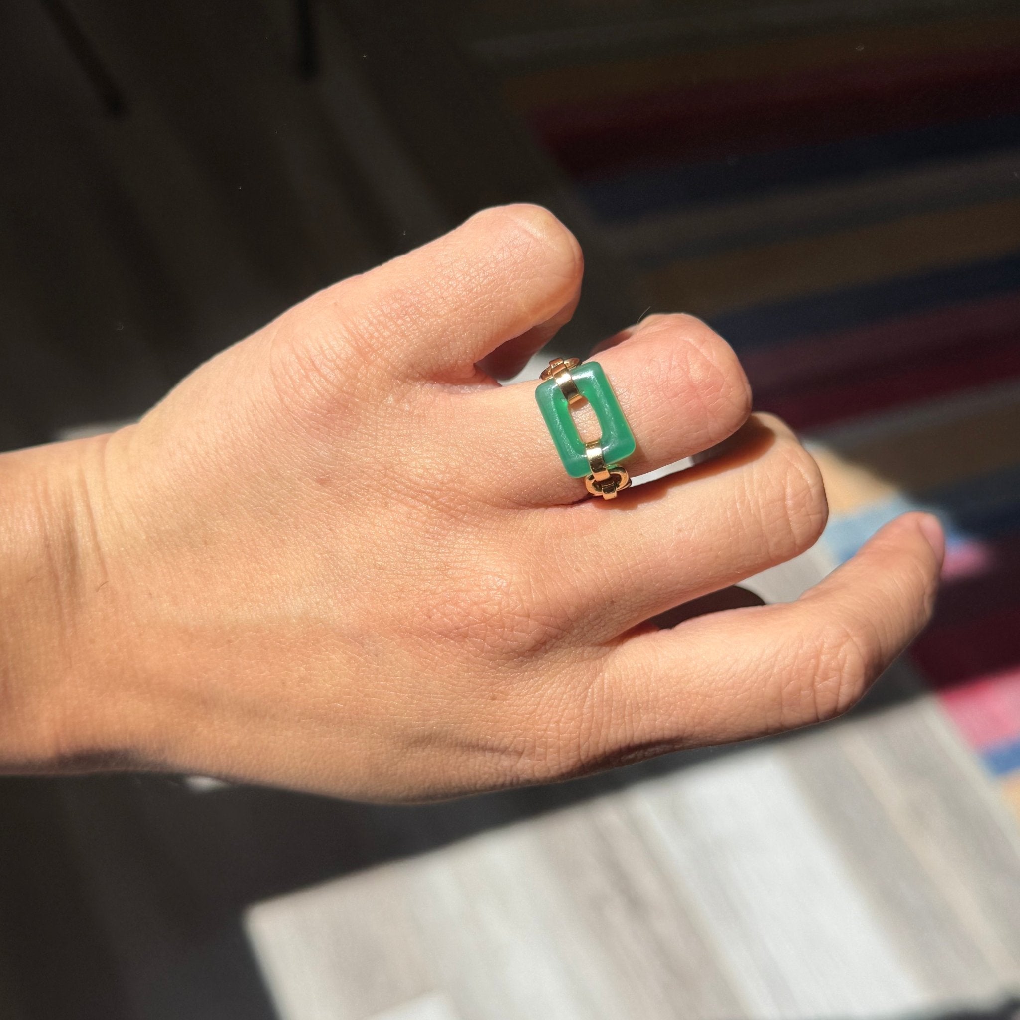 Vintage Chrysoprase Chain Ring, by Cartier