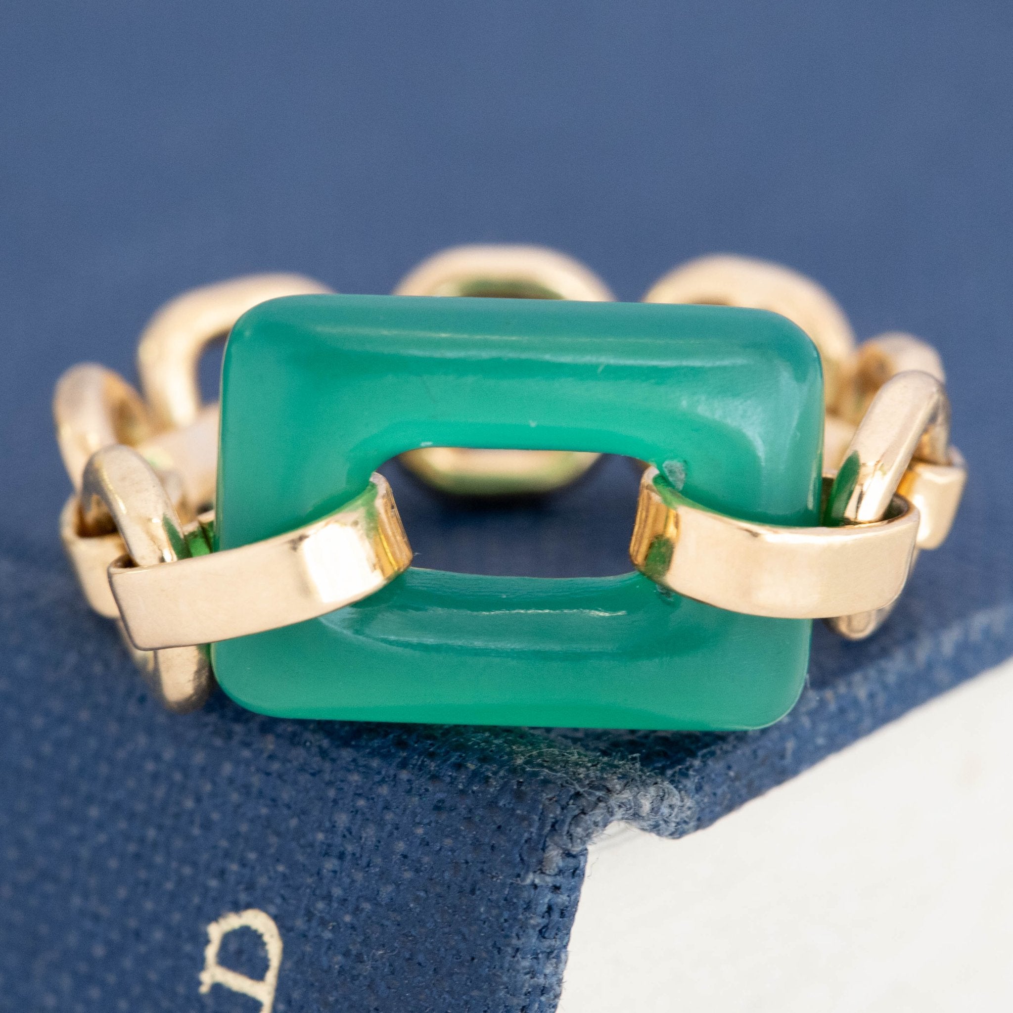 Vintage Chrysoprase Chain Ring, by Cartier