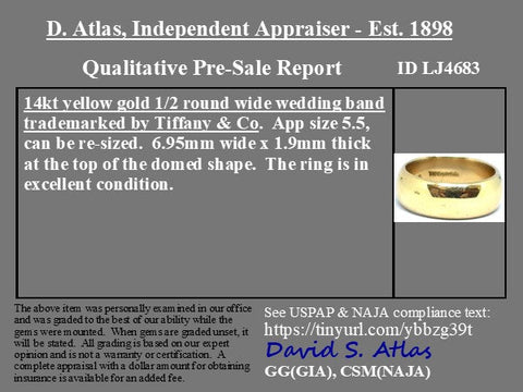 Vintage Cigar Wedding Band by Tiffany and Co