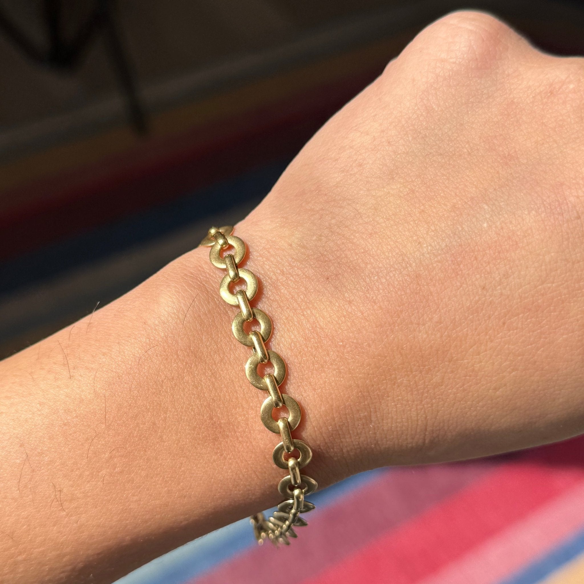 Vintage Circle Link Chain Bracelet, French