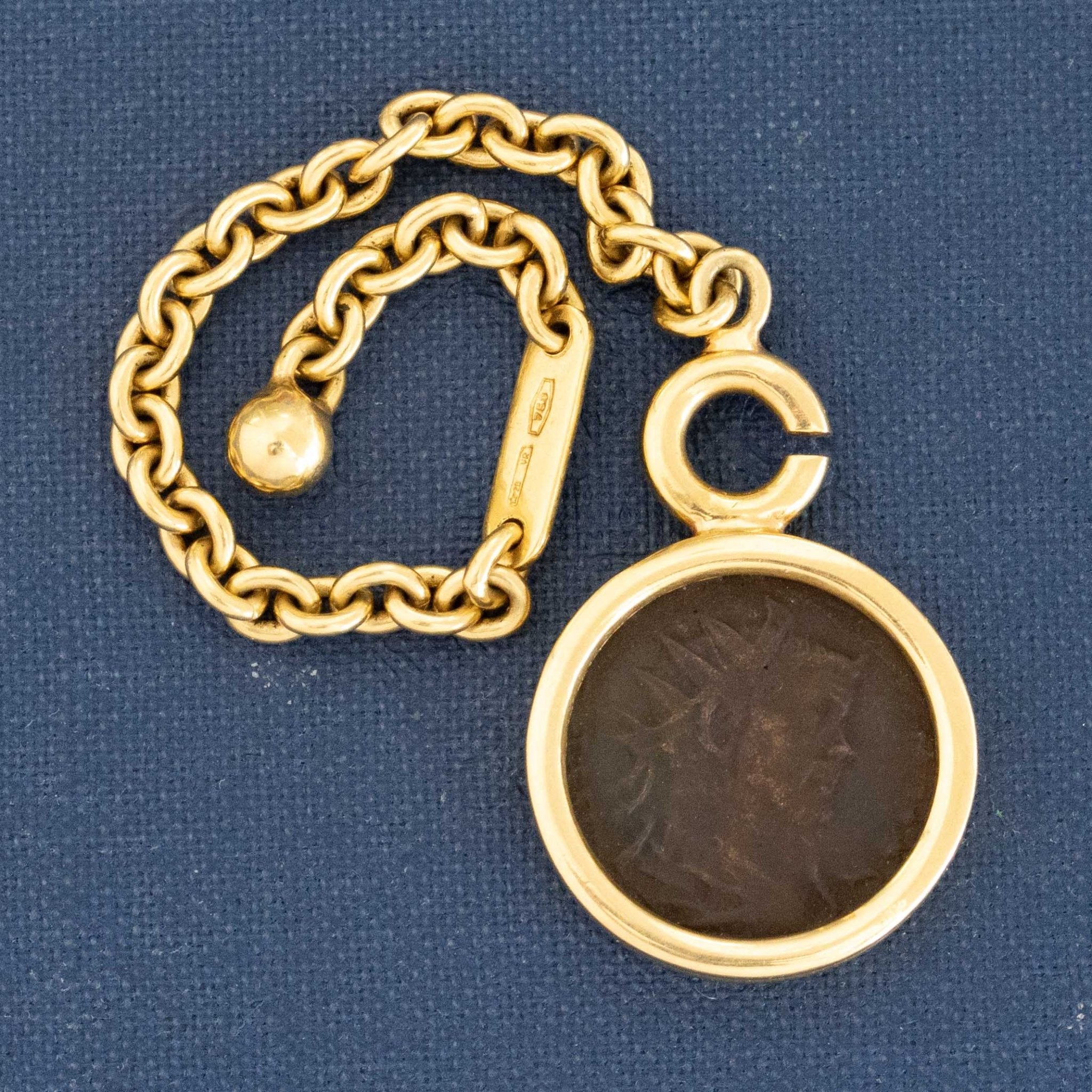 Vintage Coin Keychain, Italian