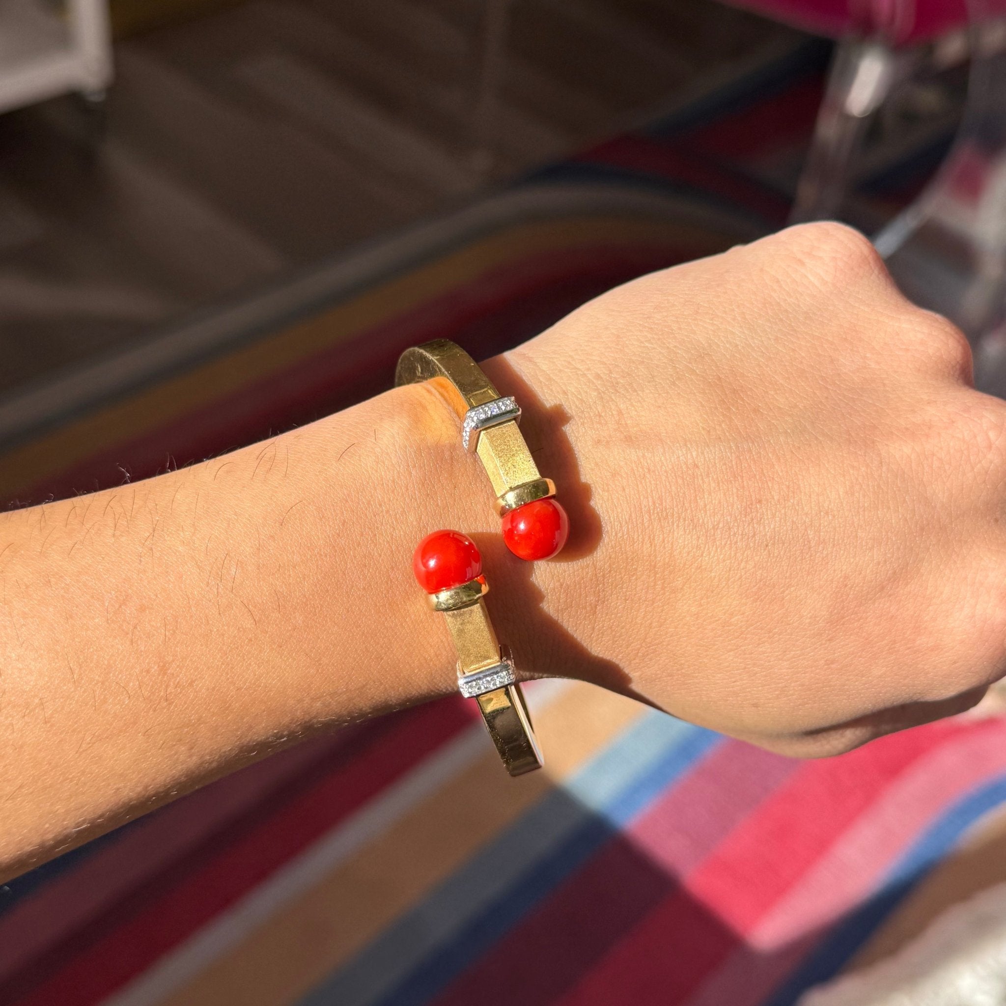 Vintage Coral Bypass Bangle