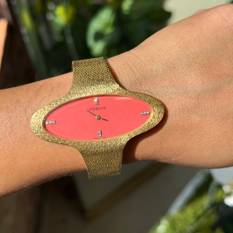 Vintage Coral & Diamond Watch, by Corum