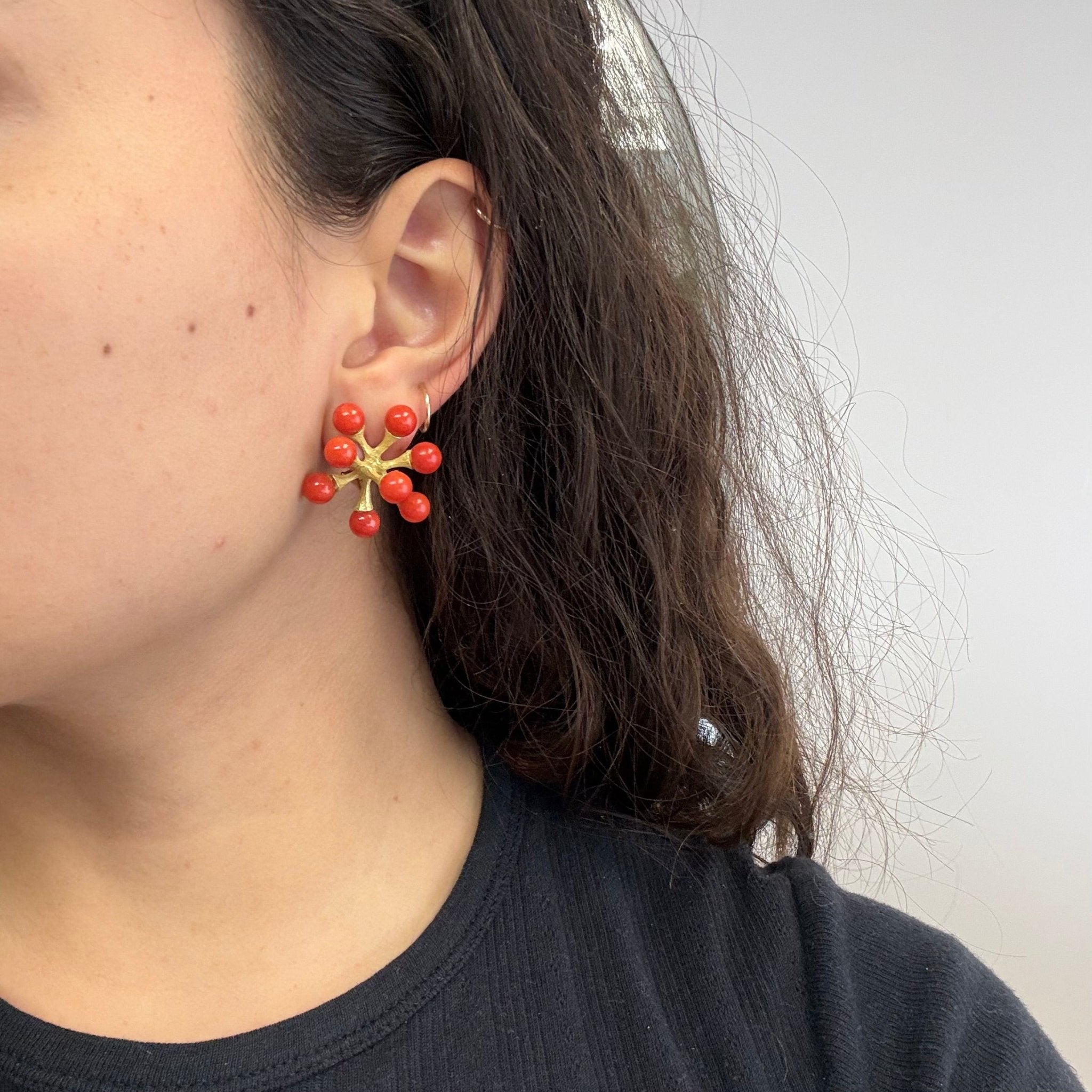 Vintage Coral "Sputnik" Earrings