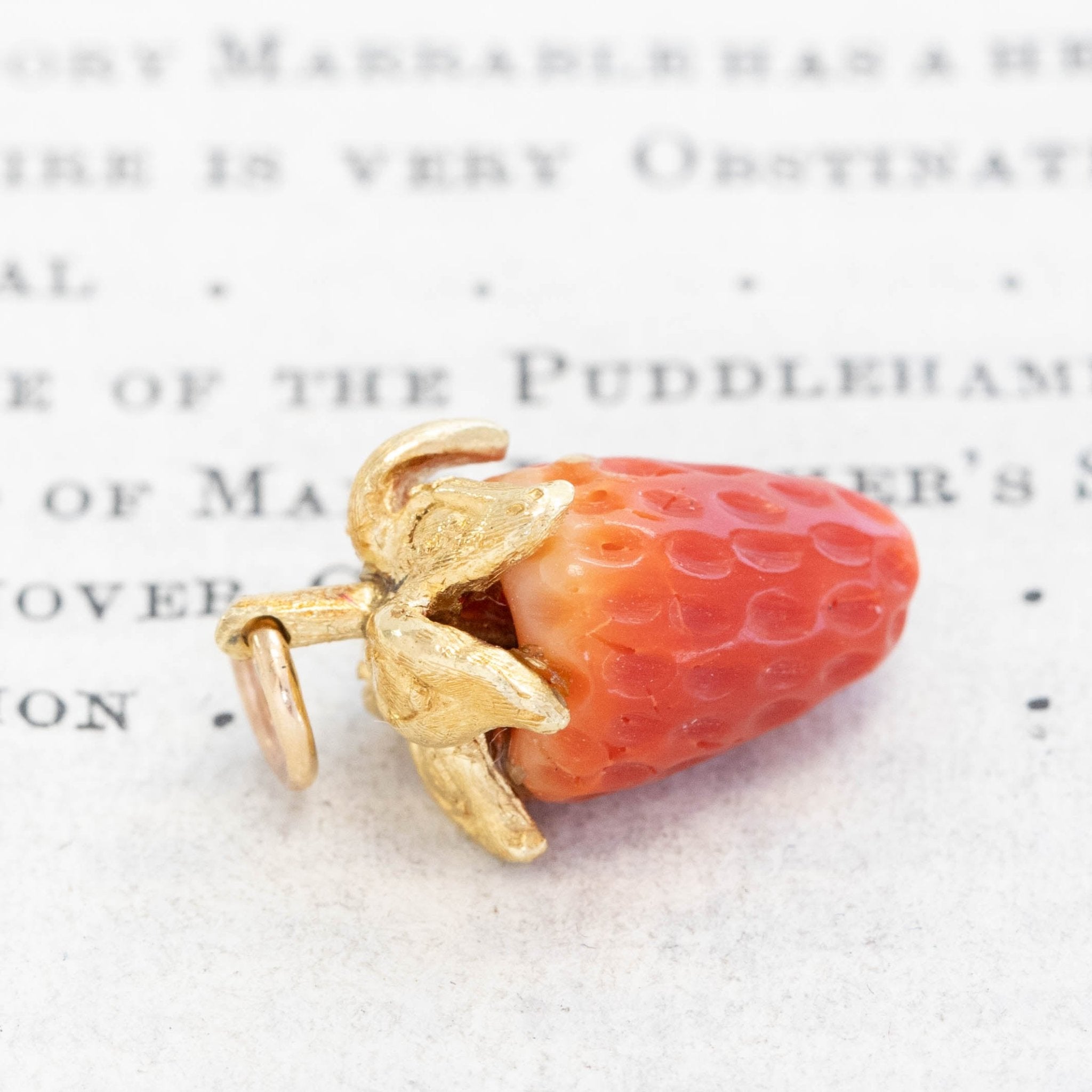 Vintage Coral Strawberry Charm